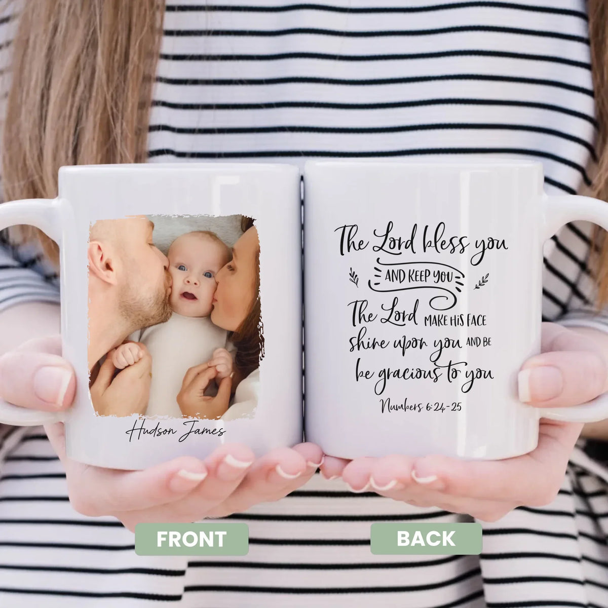 Shining Grace for Baby personalized mug with custom name, front view - Christian baby shower gift