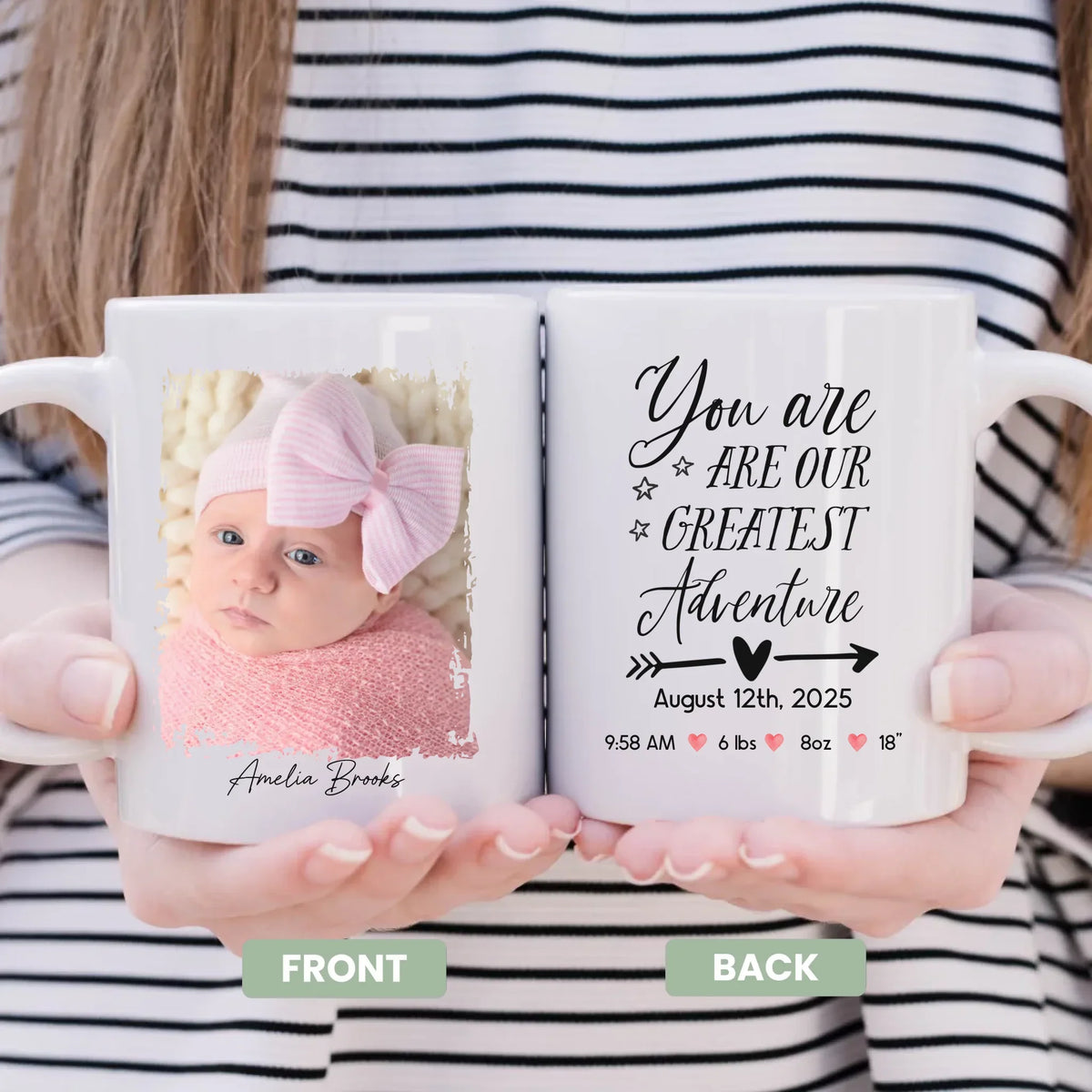 Our Greatest Adventure ceramic mug 11oz, adventure-themed new parent gift