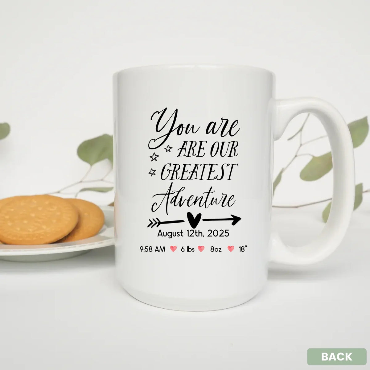 Parenthood adventure mug 12oz, Our Greatest Adventure new baby announcement