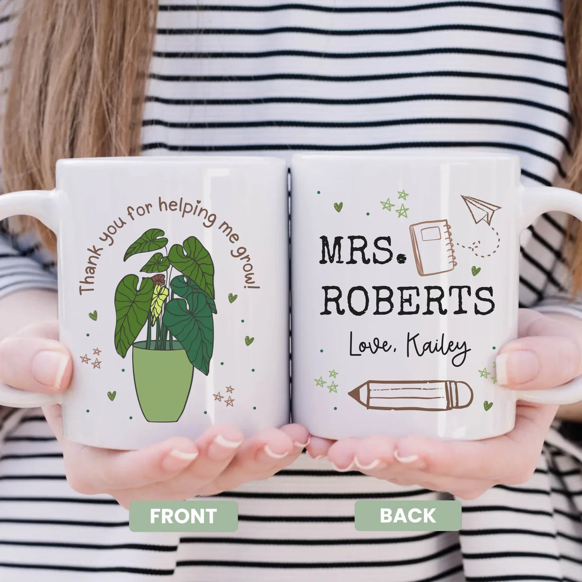 The Heart of Teaching Personalized Mug - custom teacher name, front view