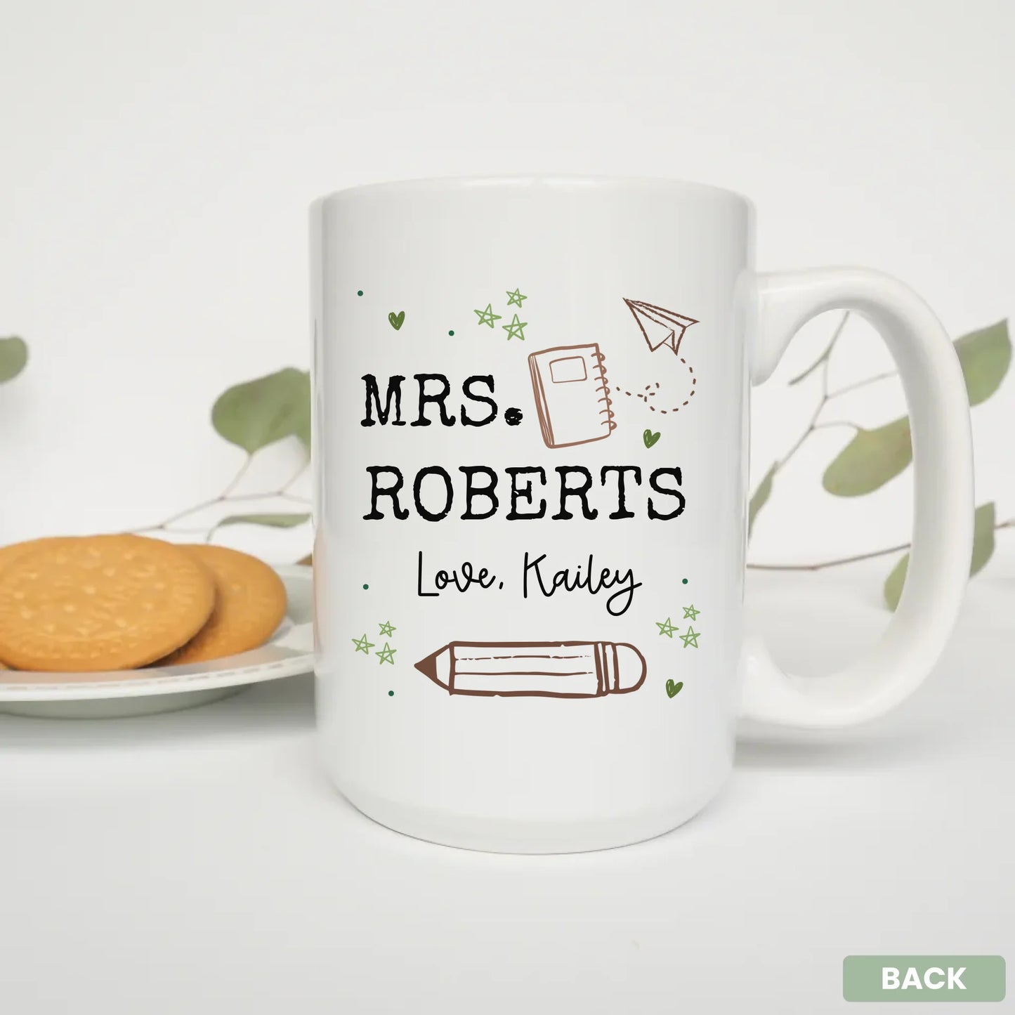 - 15oz Mug White Plate Cookies