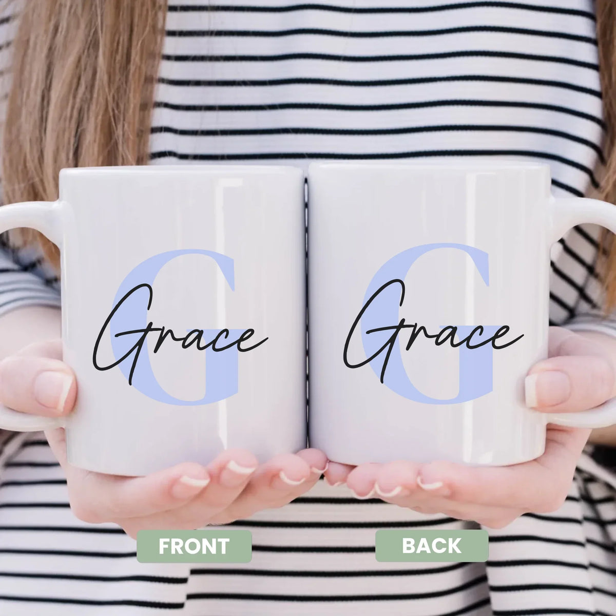 Uniquely Yours Mug - angled view of custom name design for friends and family