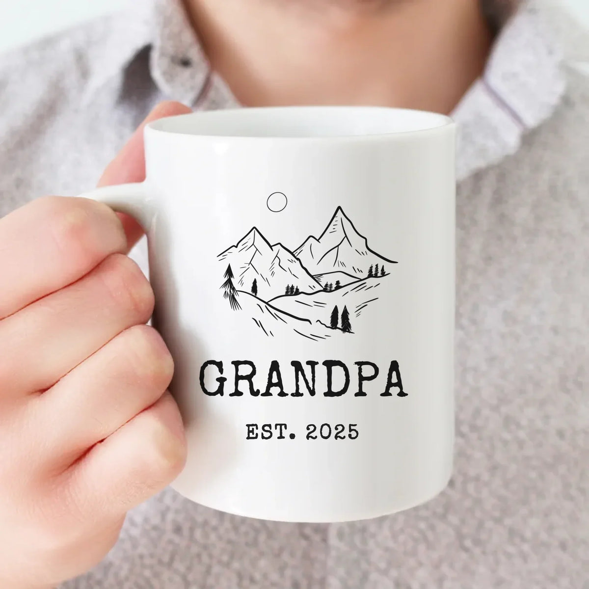 Promoted to Grandpa Again personalized mug with custom name, front view - new grandpa gift