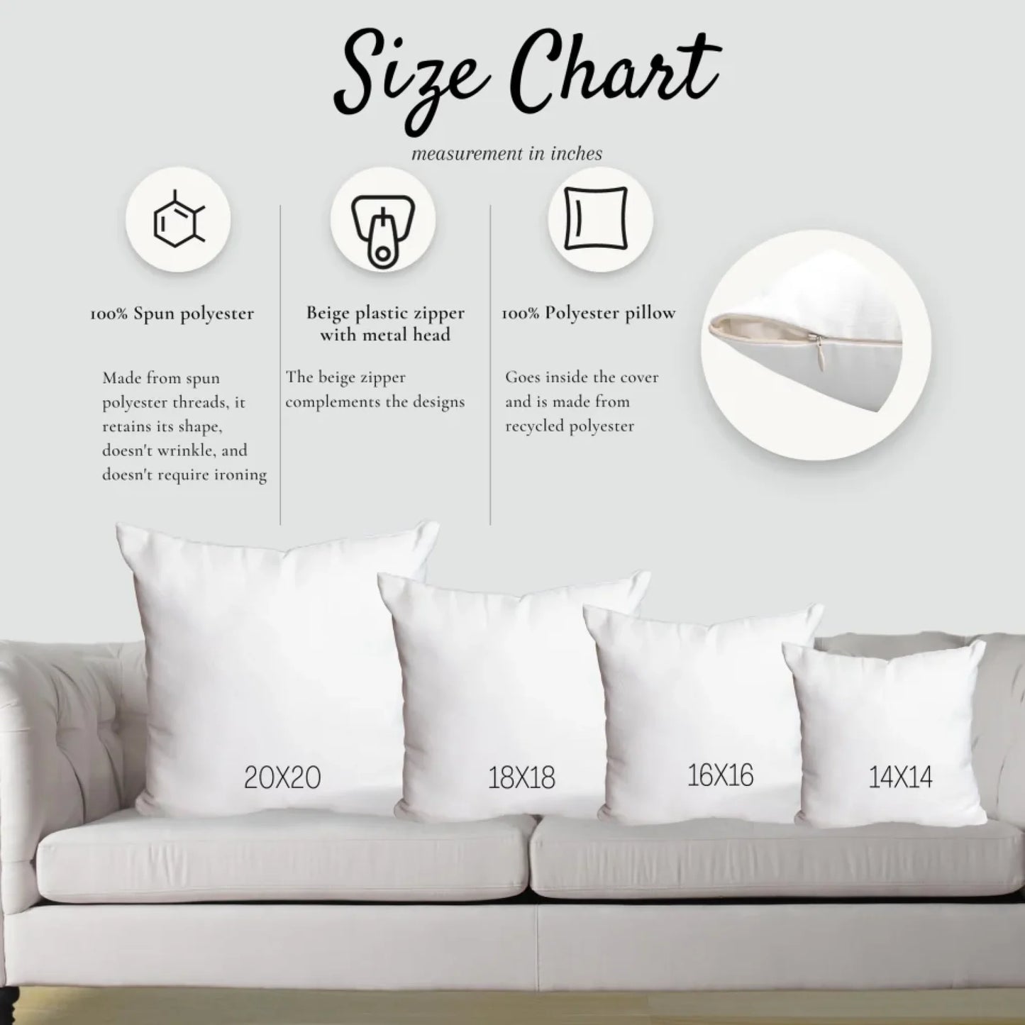 PillowMockupSizeChartSpunPolyesterSquarePillow