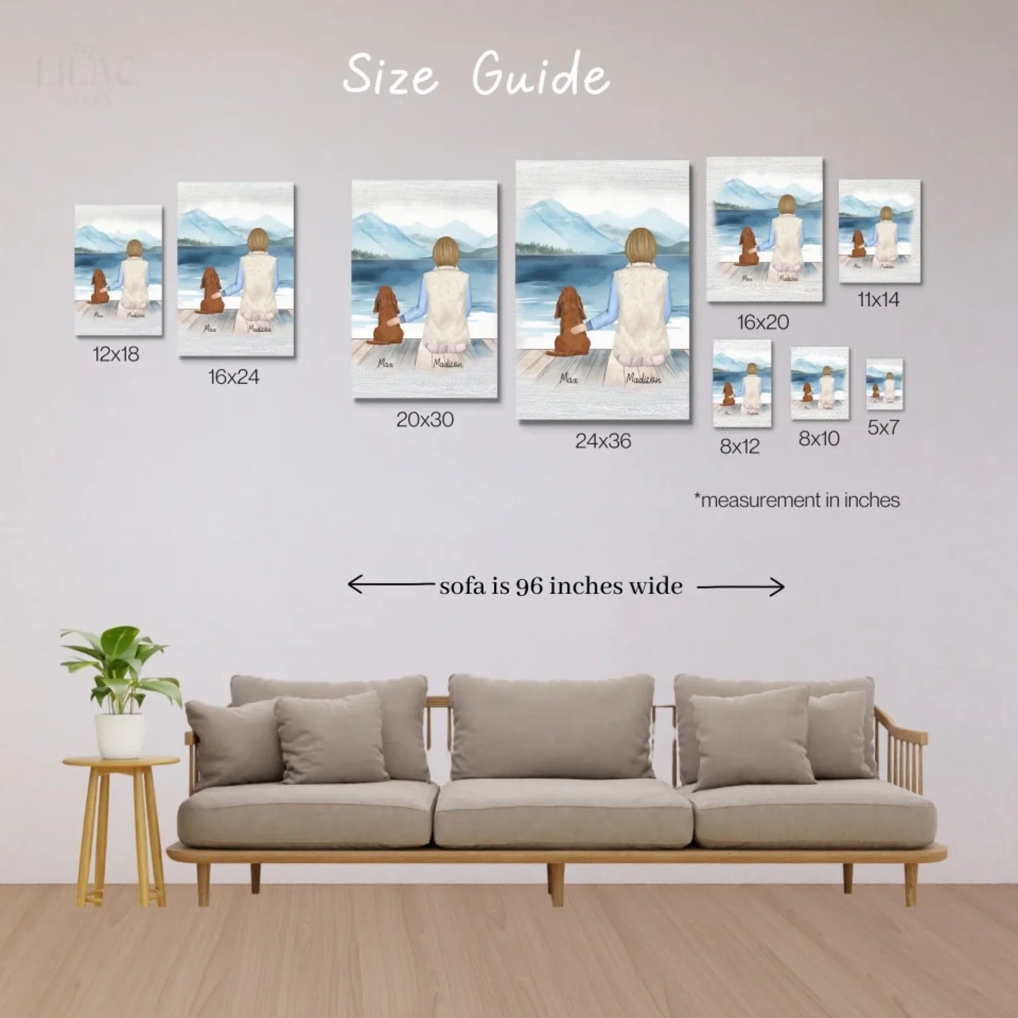 matte vertical poster size chart