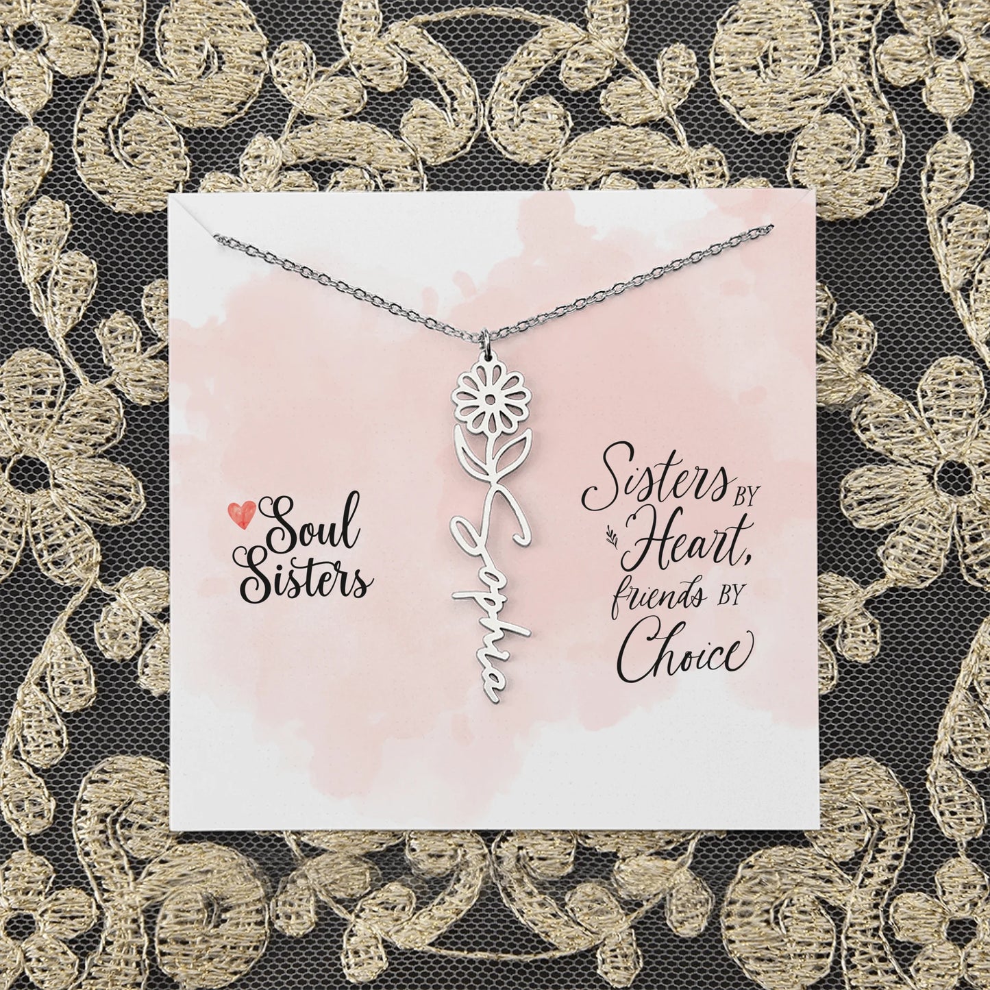 Flower Name Necklace Lace 4 April