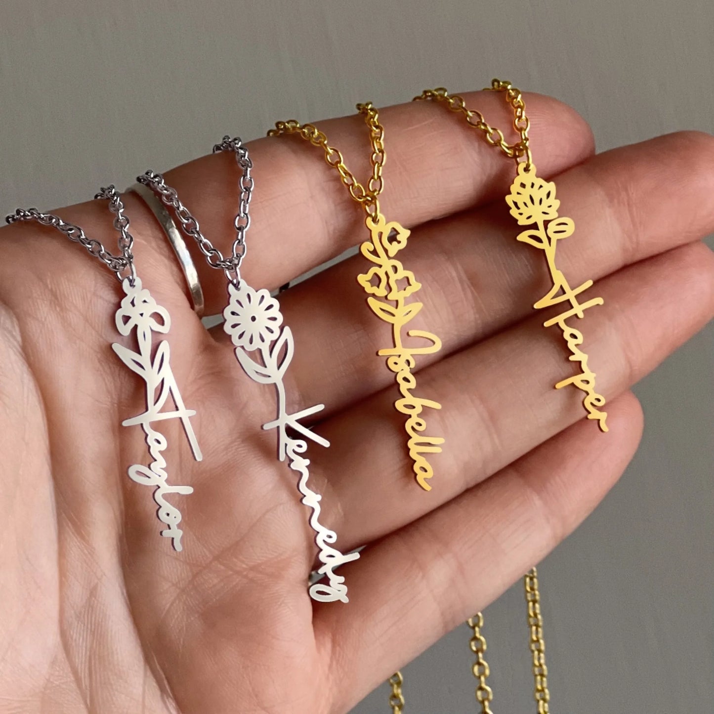 Flower Name Necklace Hand 2