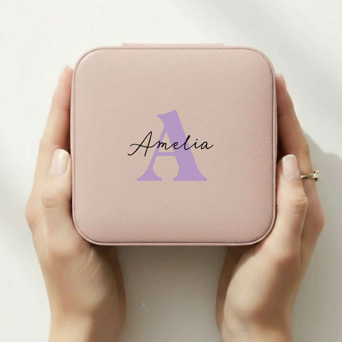 Signature Initial personalized mini jewelry box in Pink - bridesmaid gift