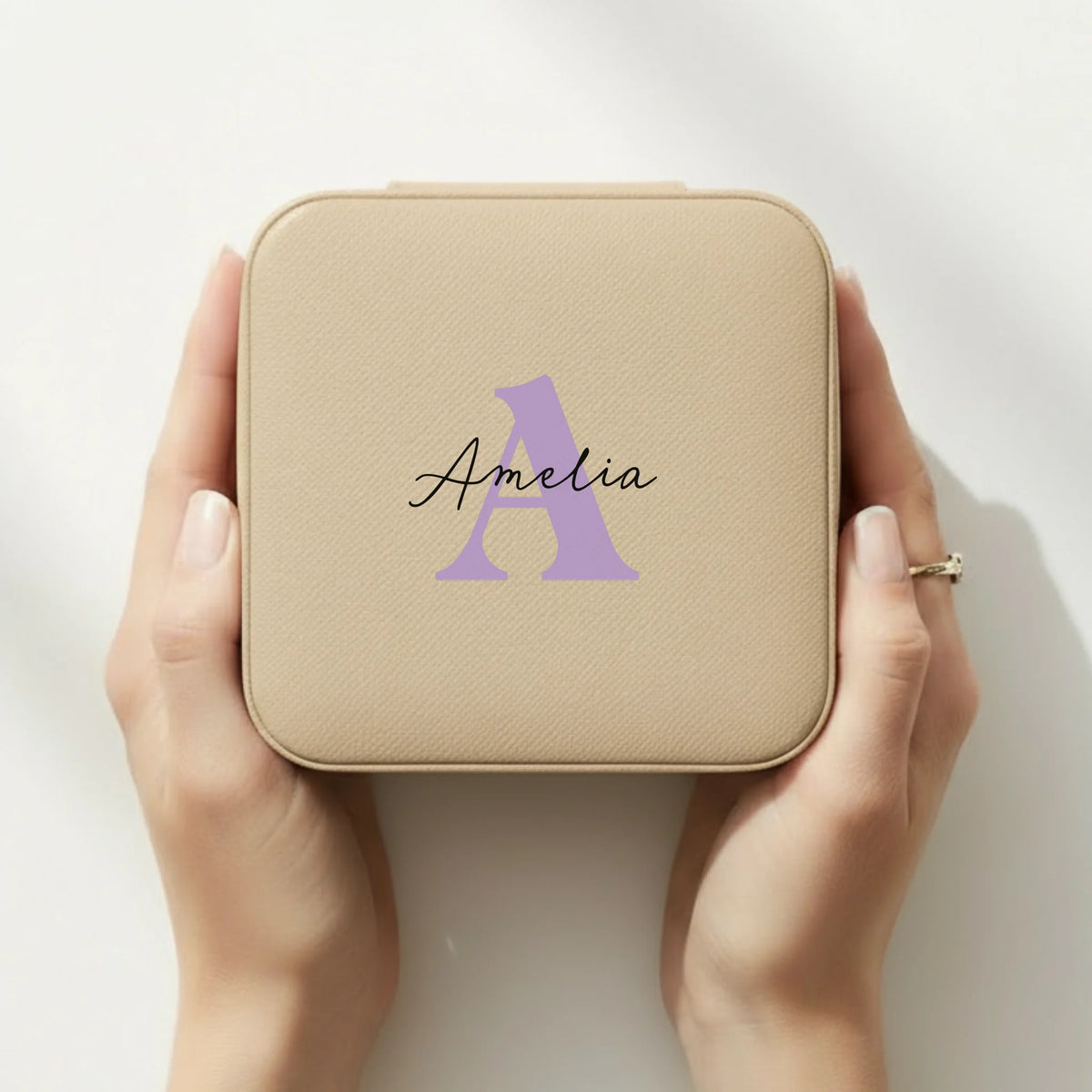 Signature Initial personalized mini jewelry box in Soft Gold - bridesmaid gift