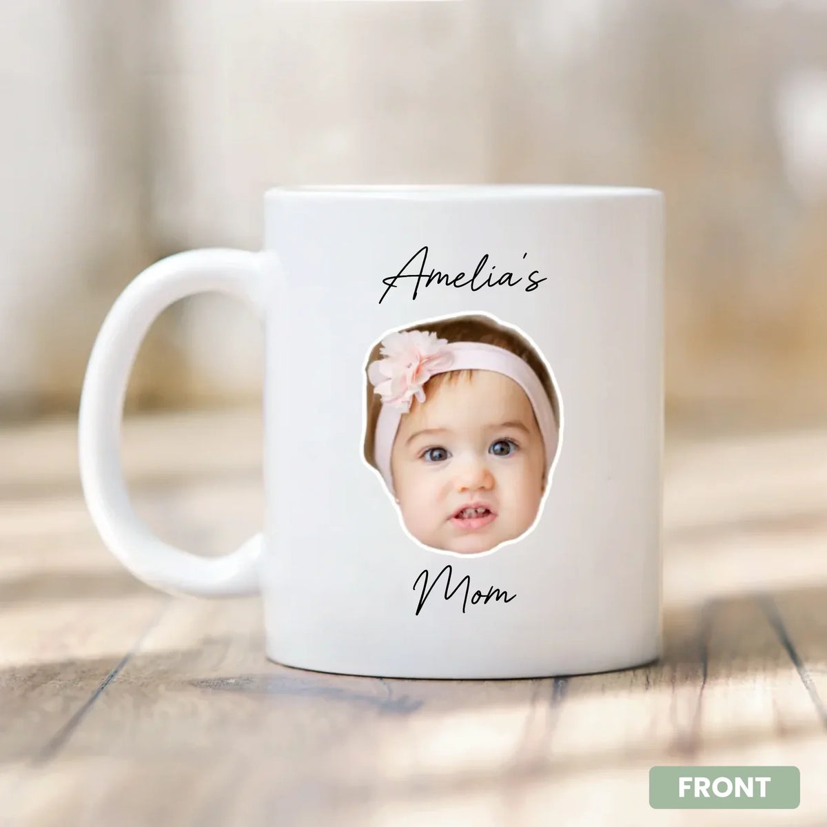 Personalized ceramic mug with custom child's photo, gift for mom