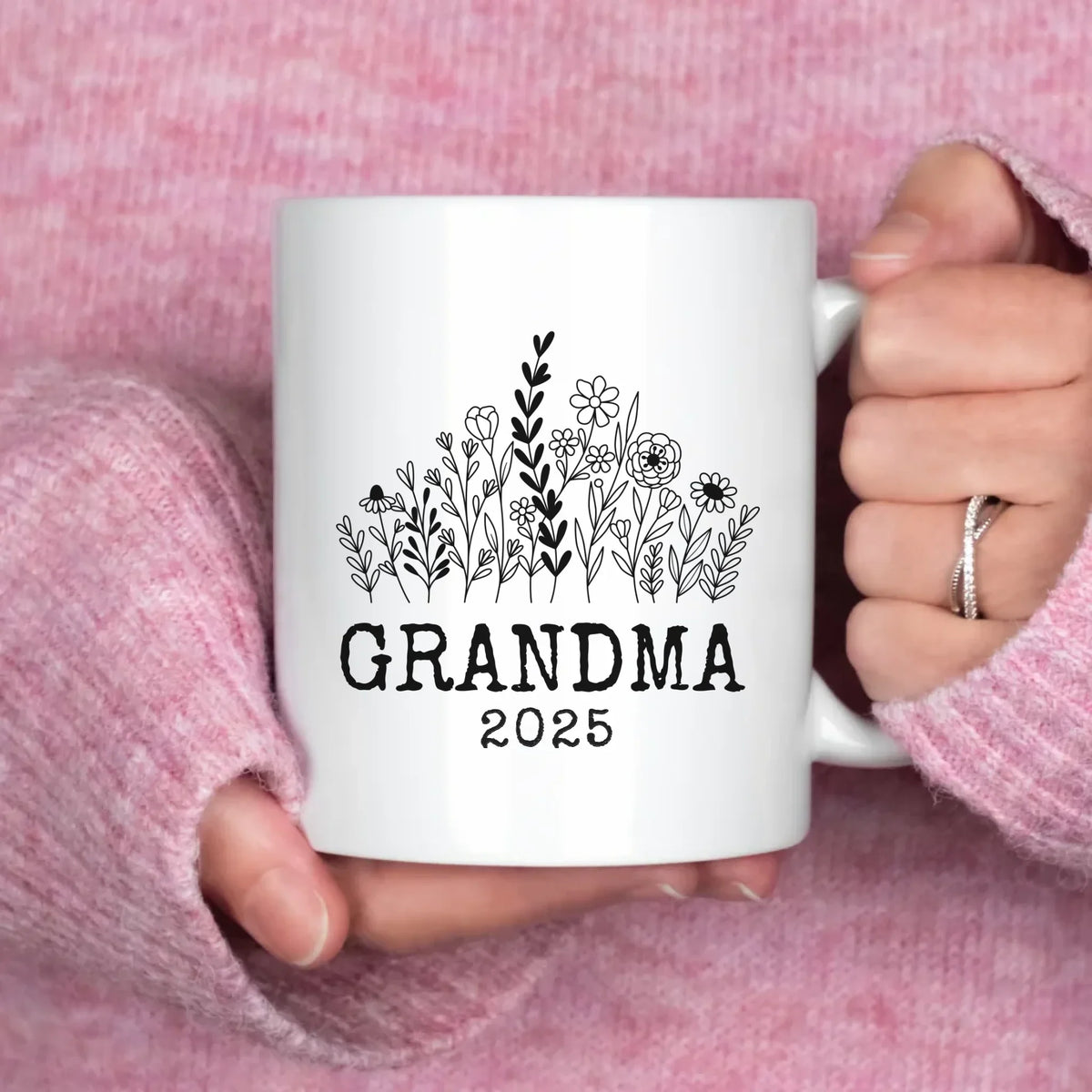 The Best Promotion Ever personalized mug with custom name, close-up view - new grandma gift