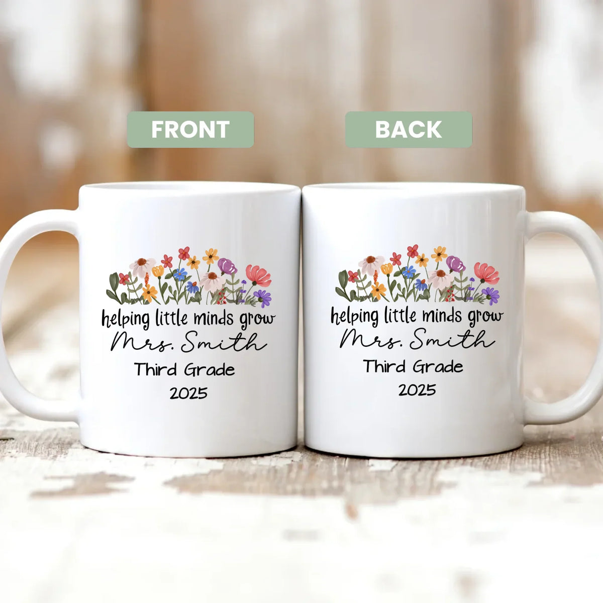 11oz white ceramic teacher gift mug personalized