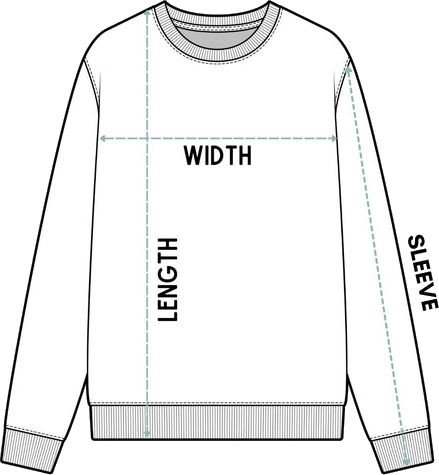 Crewneck Fleece measurement diagram