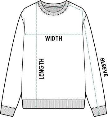 Midweight Crewneck measurement diagram