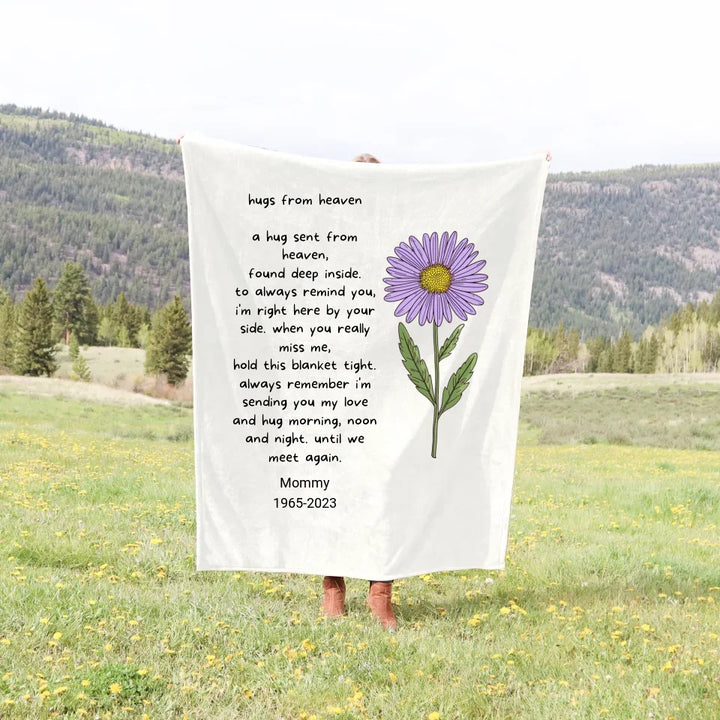Hugs from Heaven - In Memory of Mom - Personalized Velvet Throw Blanket