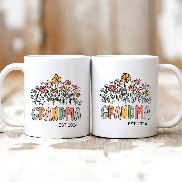 Floral Grandma Love - Gift for New Grandmothers - Personalized Mug