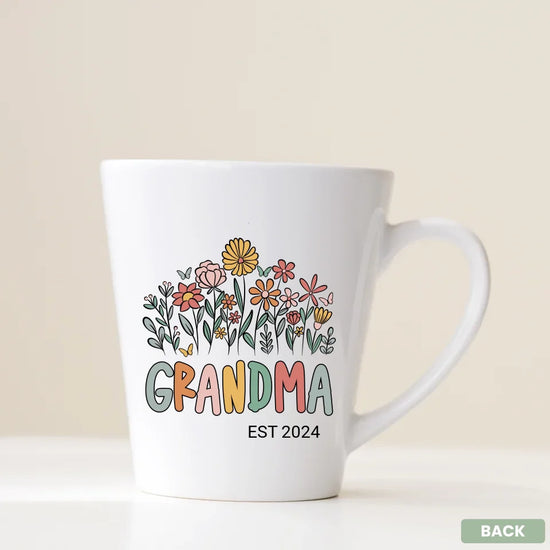 Personalized gift mug for new grandmothers floral design