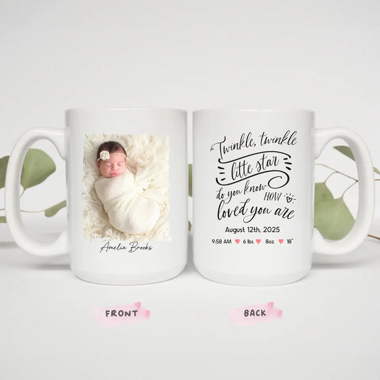 Personalized parent mug 11oz, Our Greatest Joy newborn celebration ceramic