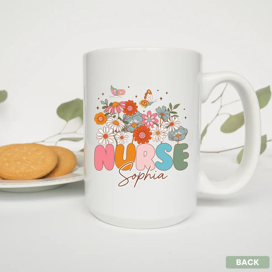 Everyday Hero mug served with cookies, personalized nurse gift