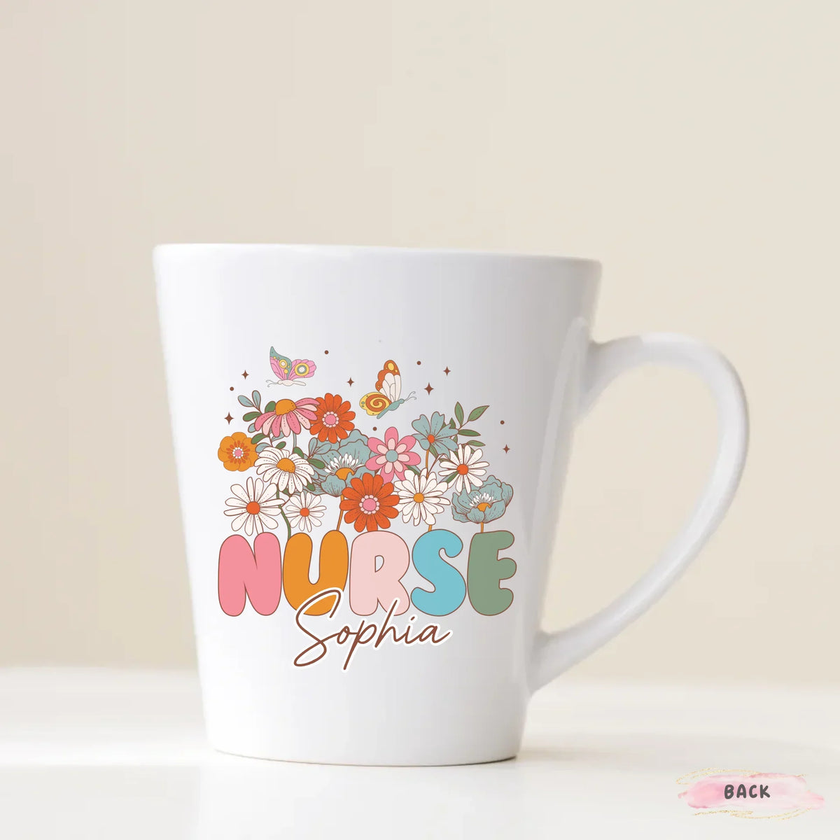 Custom nurse name mug styled for gifting, everyday hero appreciation