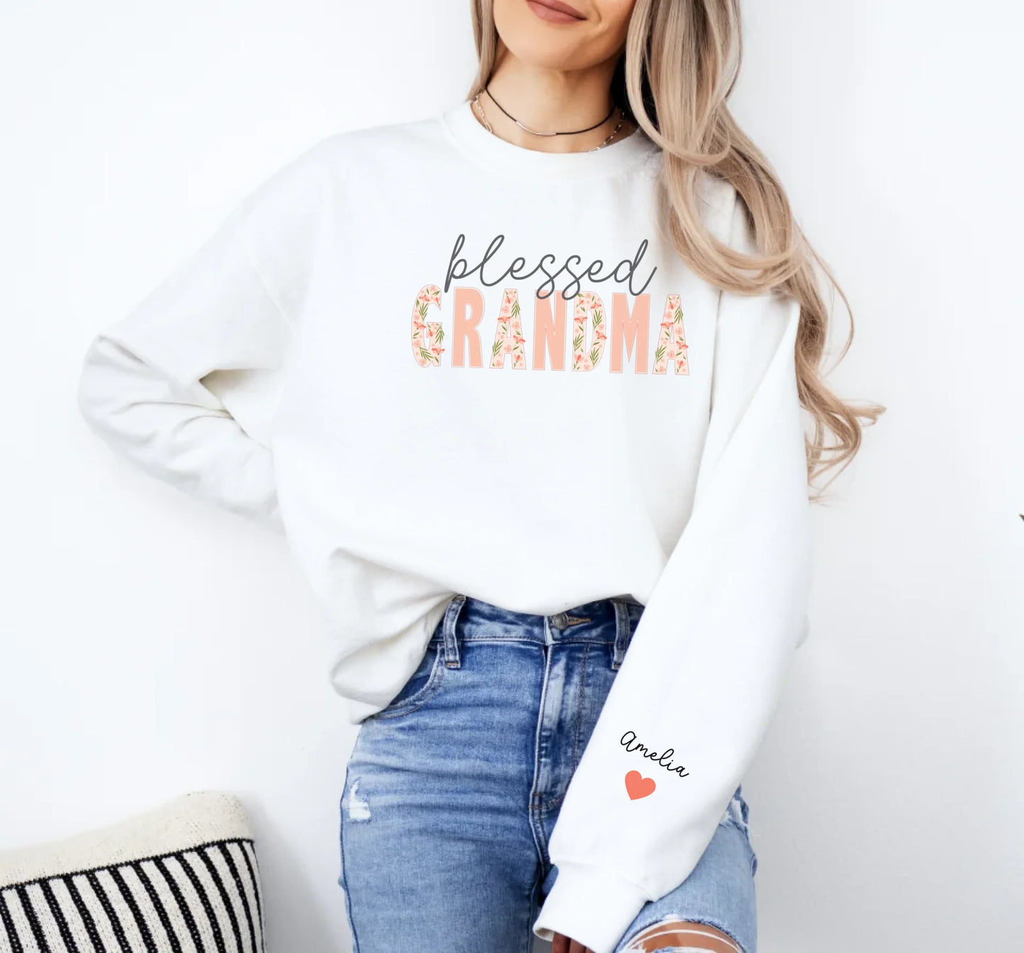 Grandma’s Blooming Love - Gift for Grandmothers - Custom Sleeve Sweatshirt