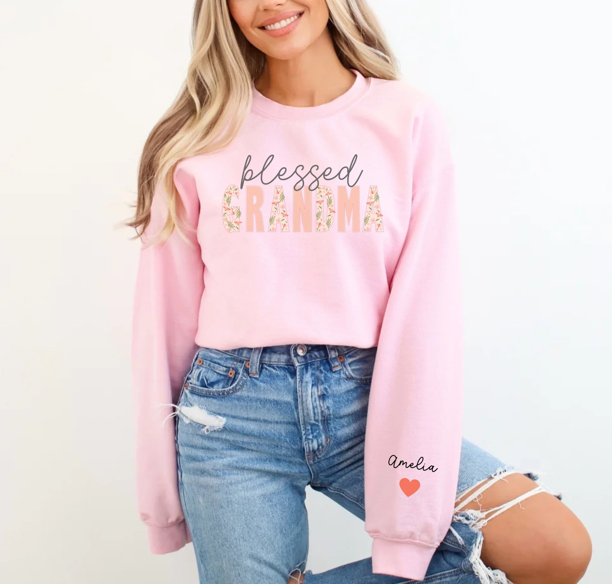 Grandma’s Blooming Love - Gift for Grandmothers - Custom Sleeve Sweatshirt