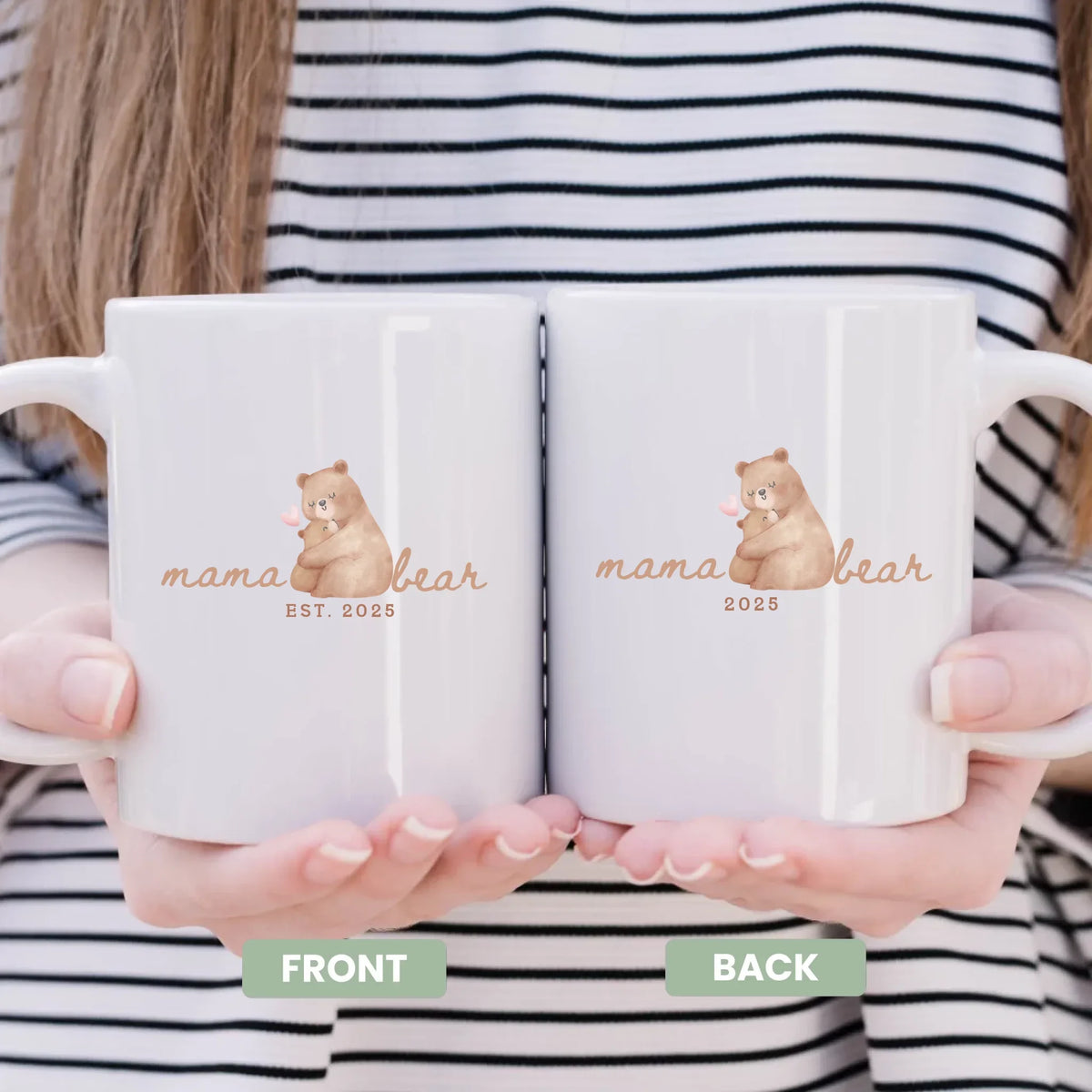 Mama Bear custom name gift for new moms side angle view