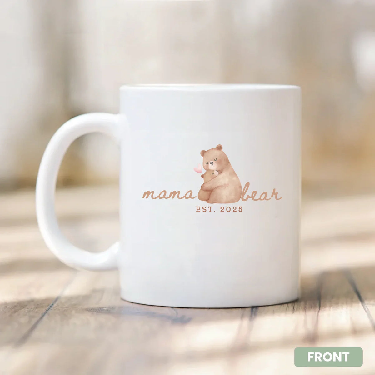 Mama Bear personalized name double mug set styled scene