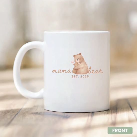 Mama Bear personalized name double mug set styled scene