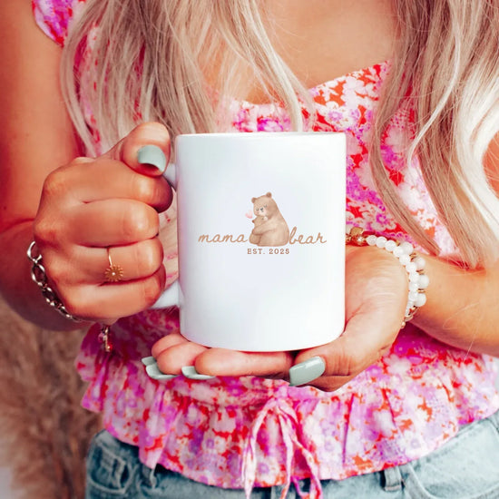 Mama Bear personalized name coffee mug front view