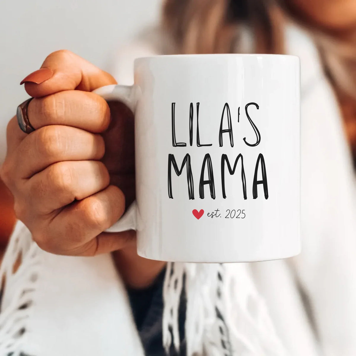 Strong Sweet Mom personalized mug with custom name, front view - gift for mom