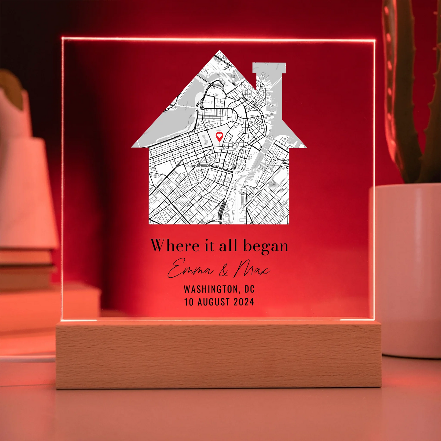 Acrylic Square with LED Base 9
