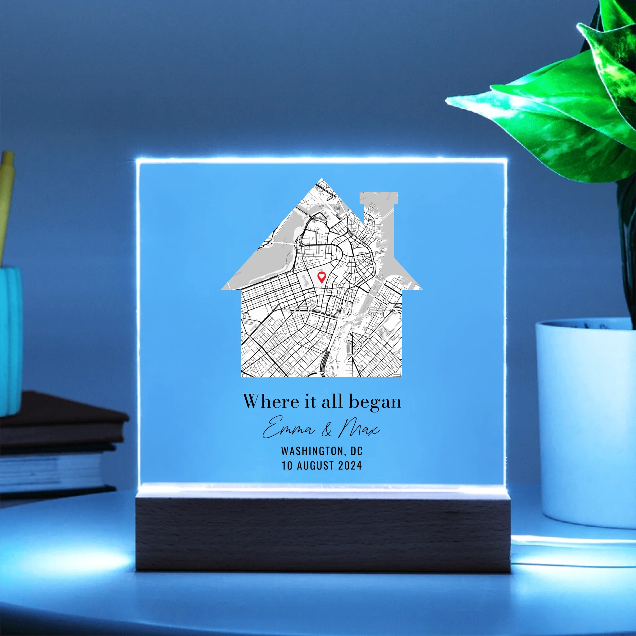 Acrylic Square with LED Base 10