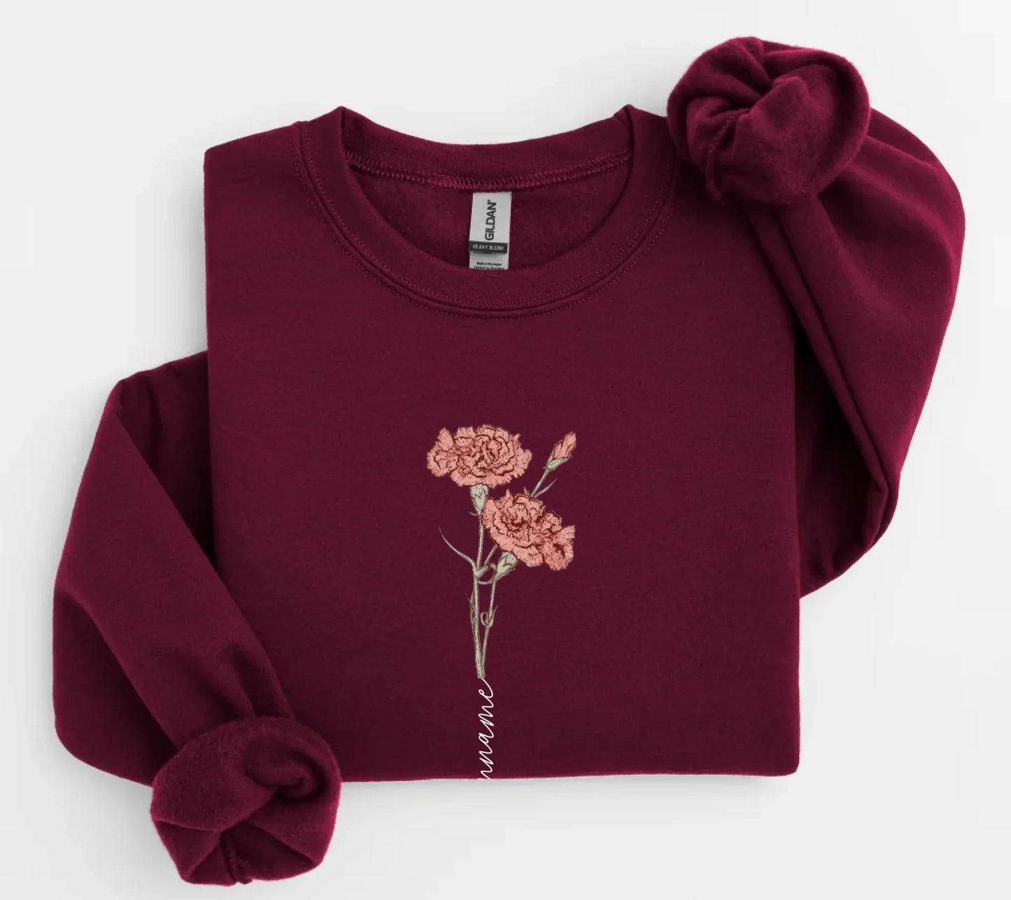 ParadiseMockups_Gildan_18000_FlatLay_Maroon_WhiteBG_1