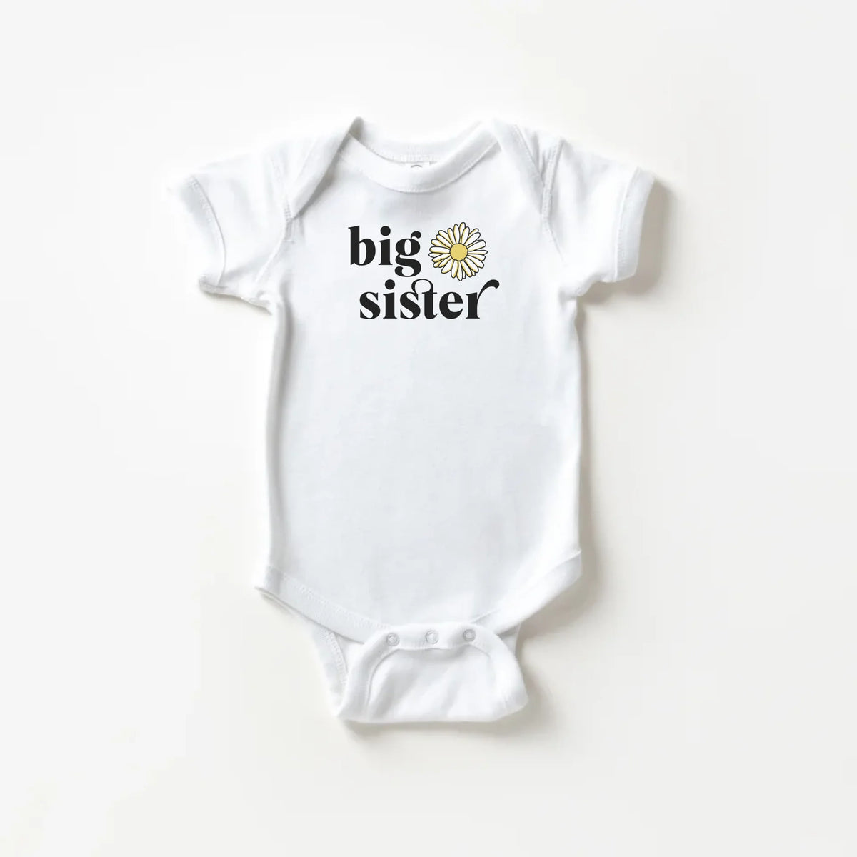 Lil Sister Matching Set bodysuit - white personalized infant bodysuit, flat lay front view