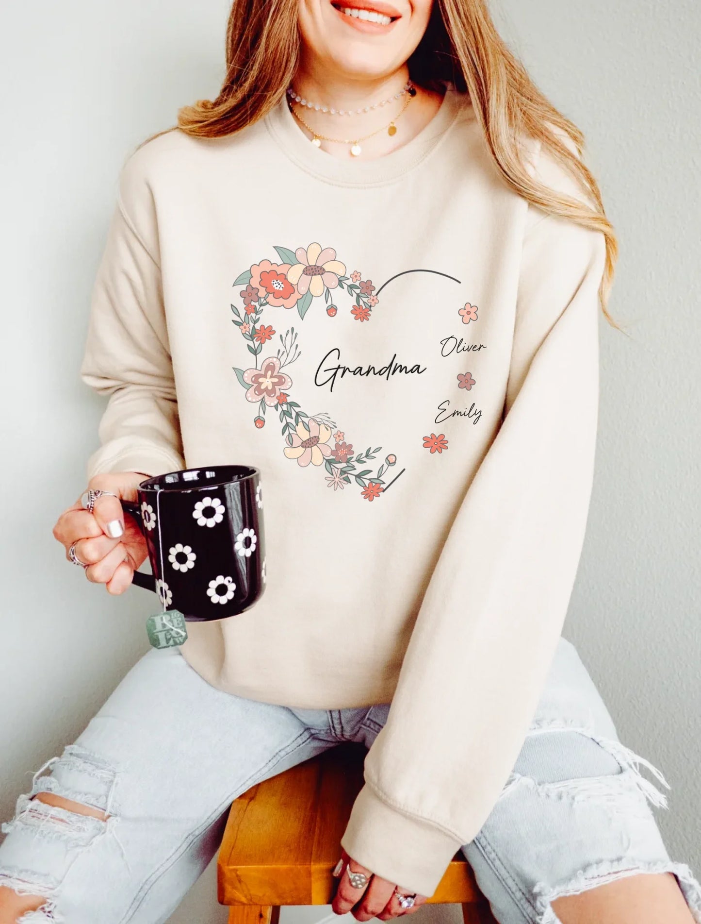 Grandkids In Full Bloom - Gift for Grandma's Forever Garden - Personalized Sweatshirt