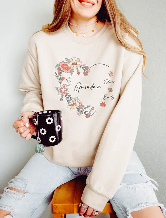 Grandkids In Full Bloom - Gift for Grandma's Forever Garden - Personalized Sweatshirt