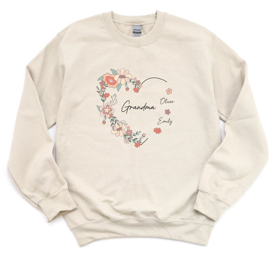Grandkids In Full Bloom - Gift for Grandma's Forever Garden - Personalized Sweatshirt
