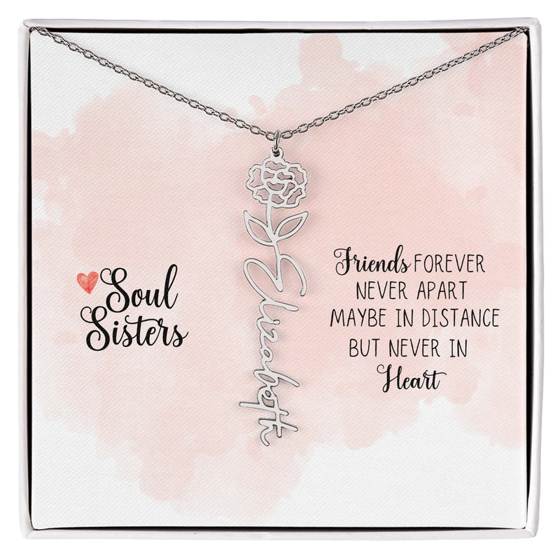 Birth Month Flower Friends Forever necklace - January birth flower charm, gift for best friends