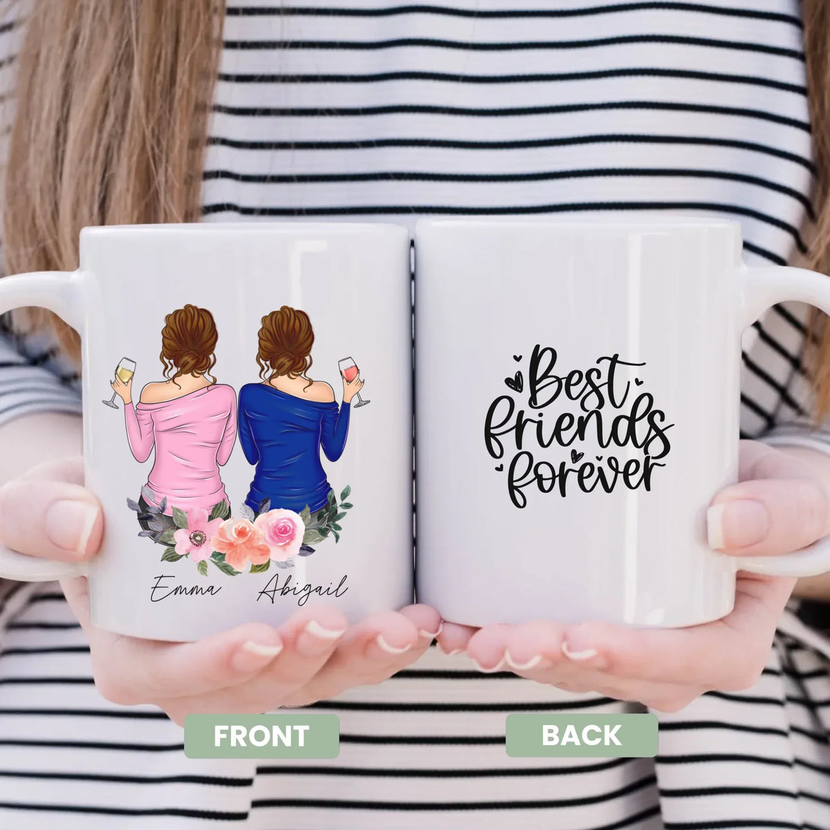 Best Friends Forever Personalized Mug - custom names for soul sisters, front view