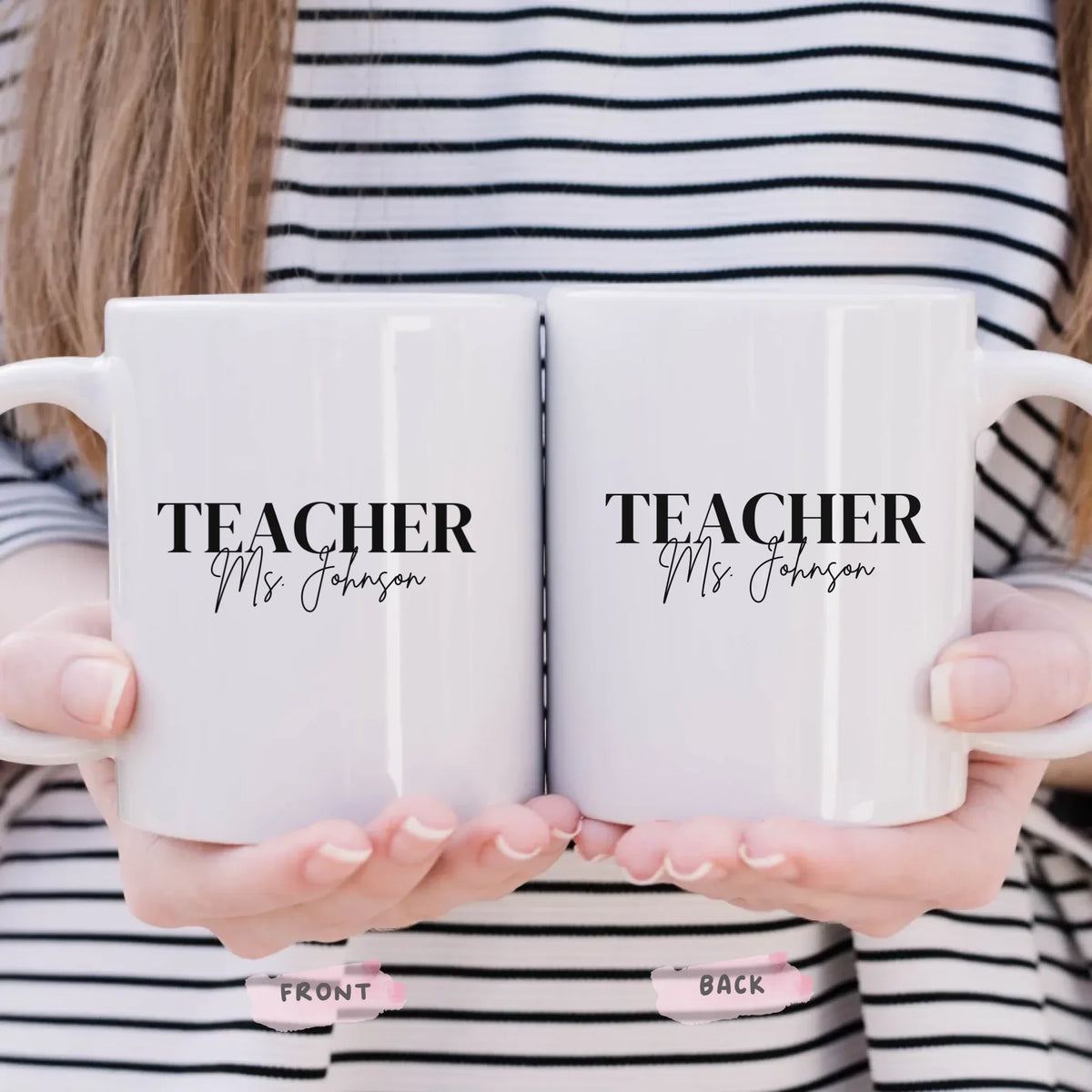 Made to Inspire personalized teacher's name coffee mug front view