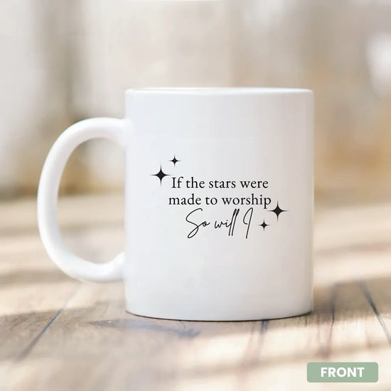 Personalized Christian faith mug, angled view, custom name gift idea