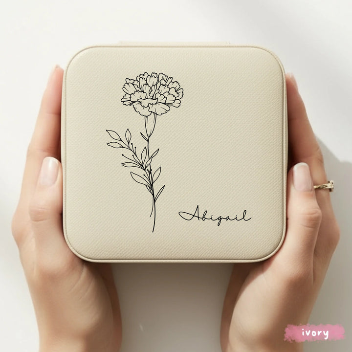 Elegant Birth Month Flowers – Gift for Mom – Personalized Jewelry Box