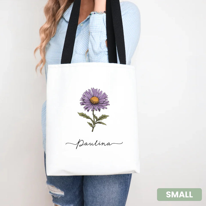 Elegant Birth Month Flower Totebag - Gift for Her - Personalized Tote Bag