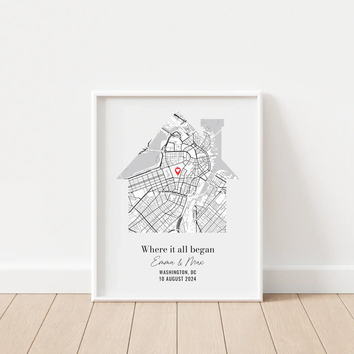 Coordinates of Love – Gift for Couples – Personalized Map Poster (Unframed)