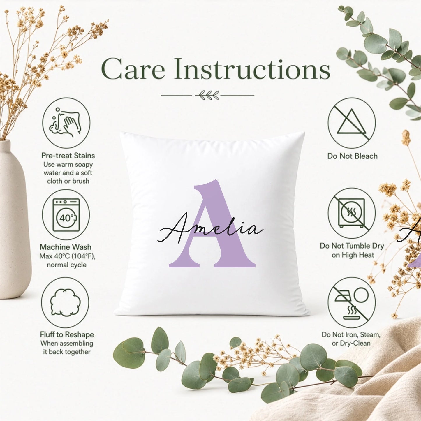 square cushion care instructions