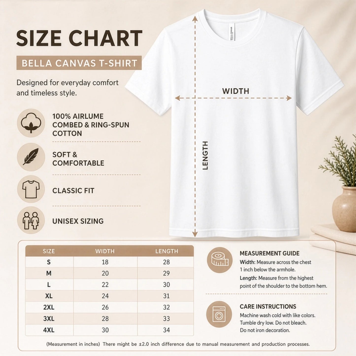 BC3001 size chart 2
