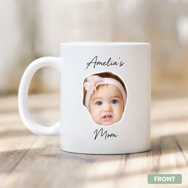 Child's Name's Mom – Custom Photo Face Mug – Personalized Photo Gift for Mom