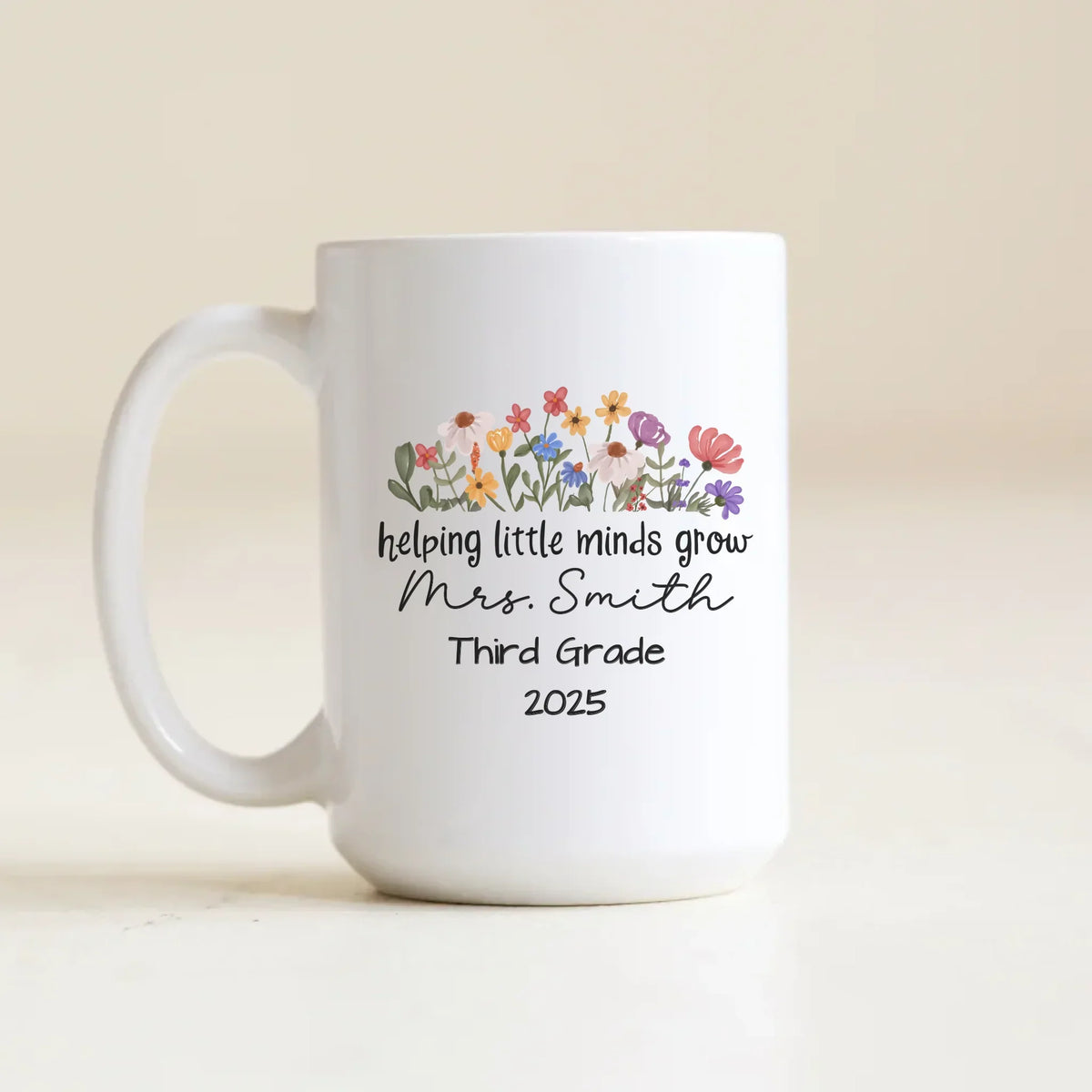 15oz personalized teacher appreciation mug left side view
