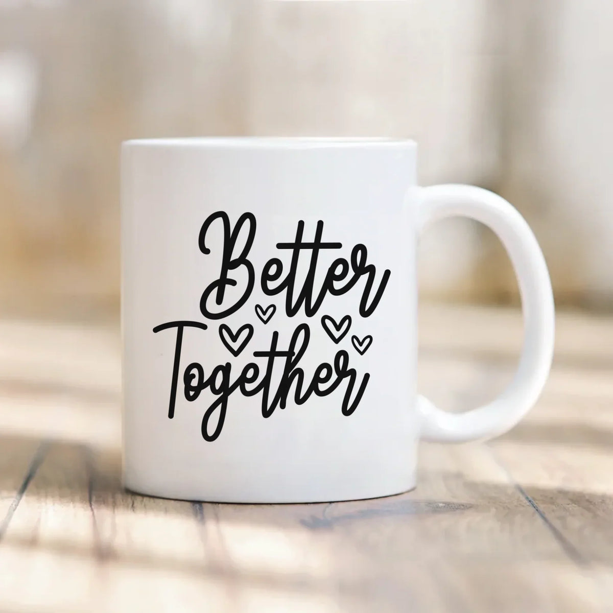 Better Together Always Mug close-up - personalized with couple names and date